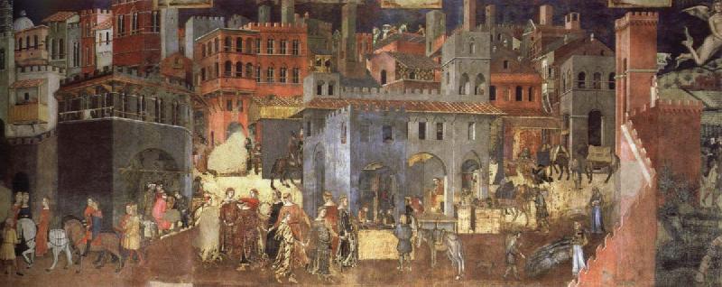 Ambrogio Lorenzetti The Effects of Good Government in the city oil painting picture